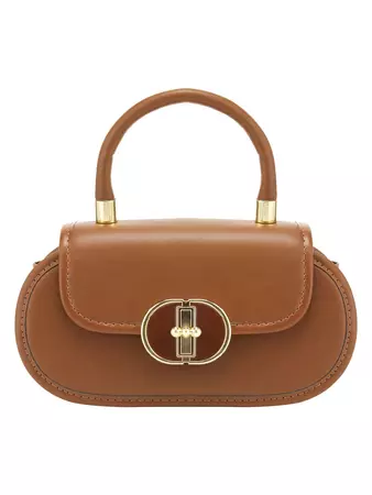 Brown Vintage Oval Leather Handbag – Retro Stage - Chic Vintage Dresses and Accessories
