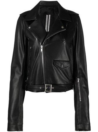 Shop Rick Owens asymmetric leather jacket with Express Delivery - FARFETCH