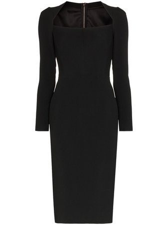 Black Dolce & Gabbana Scoop Neck Fitted Midi Dress | Farfetch.com
