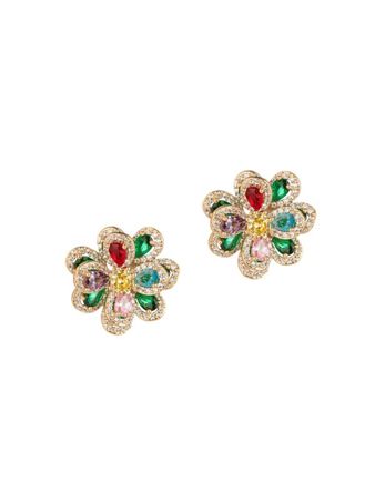 Eye Candy LA Luxe Rainbow Floral Goldtone & Crystal Stud Earrings on SALE | Saks OFF 5TH