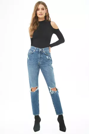High-Rise Distressed Mom Jeans | Forever 21