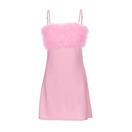 pink fur dress kpop