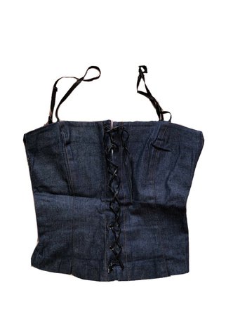 BEBE Denim Jean Stretch Lace Up 90’s Cropped Crop Tank Top Shirt 2 S | eBay