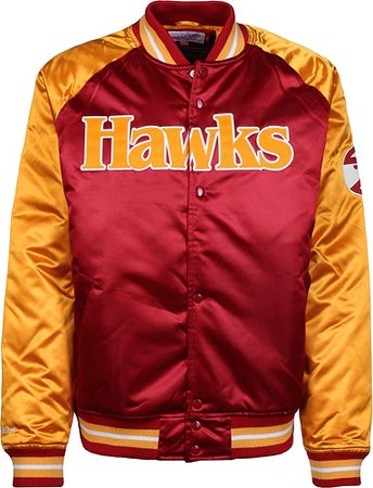 Amazon.com: Mitchell & Ness Atlanta Hawks NBA HWC Tough Season Satin Jacket Bomber College Jacke: Clothing