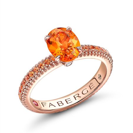 Fabergé Colours of Love Rose Gold Spessartite Fluted Ring with Orange Sapphire Shoulders