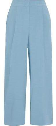 Cropped Pleated Crepe Straight-leg Pants