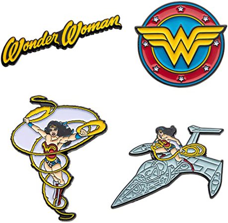 Amazon.com: DC Comics Unisex Adult Wonder Woman Enamel Lapel Pin Set (4 Piece), Yellow/Red, One Size: Jewelry