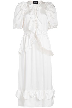 Beaded Ruffle Front Silk Dress Gr. UK 10