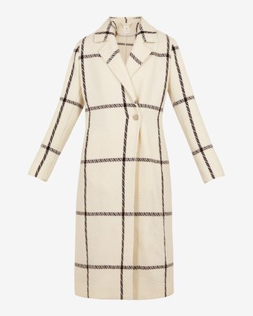 Checked wool long coat - Ivory | Jackets and Coats | Ted Baker UK