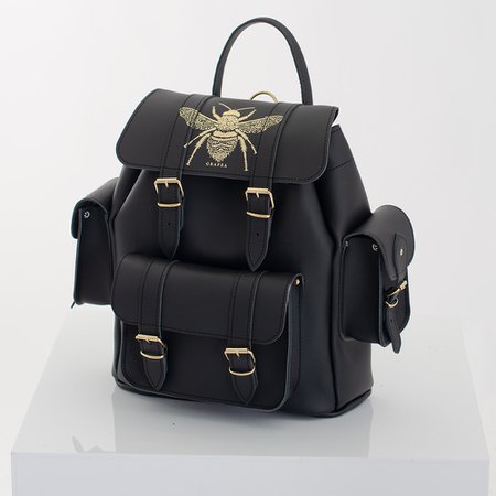 grafea hari II bee black leather backpack