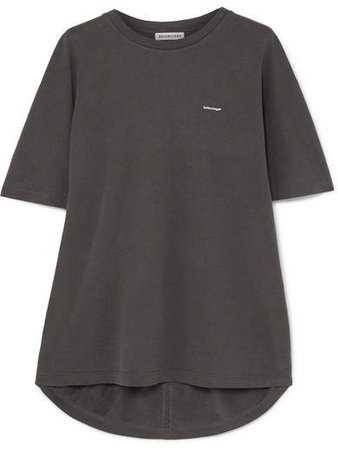 Cocoon Oversized Printed Cotton-jersey T-shirt - Dark gray