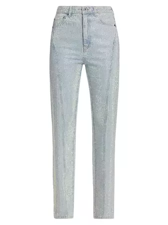 Shop Self-Portrait Rhinestone-Embellished Straight-Leg Jeans | Saks Fifth Avenue