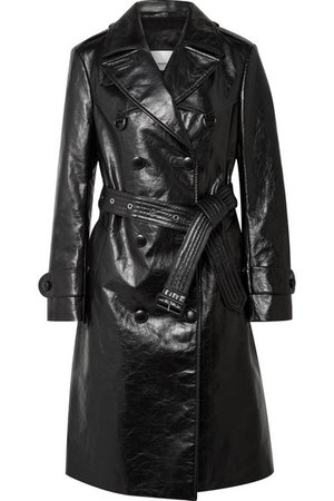 Burberry | Double-breasted leather trench coat | NET-A-PORTER.COM