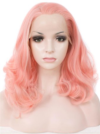 Imstyle Wigs Peach Pink Medium Wavy Synthetic Wigs IM19125