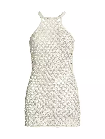 Shop My Beachy Side Crochet Net Halter Minidress | Saks Fifth Avenue