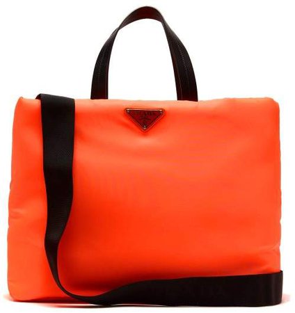 Logo Embellished Padded Nylon Tote Bag - Womens - Orange