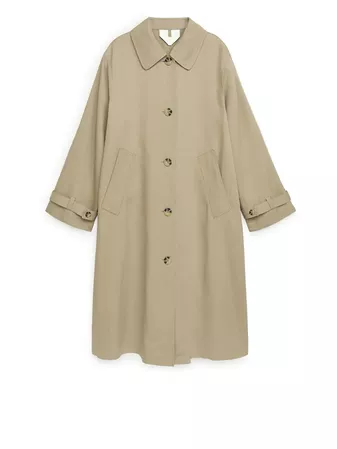 Oversized Linen Blend Coat - Beige - Jackets & Coats - ARKET GB