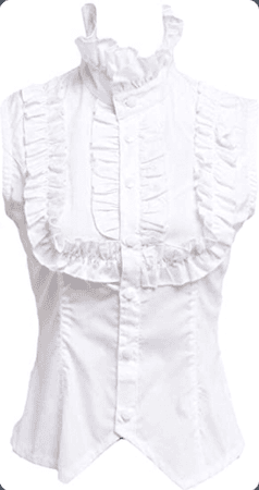 white victorian ruffle collar sleeveless shirt