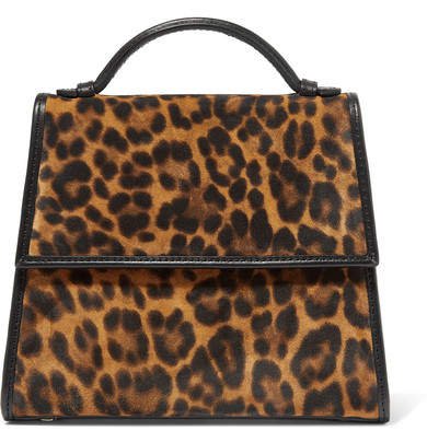 Small Leather-trimmed Leopard-print Suede Tote - Leopard print