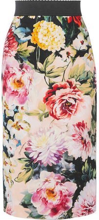 Floral-print Stretch-crepe Skirt - Ivory