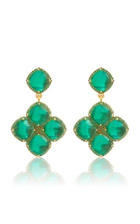 Cecilia 24k Gold-Plated Emerald Quartz & Crystal Earrings By Valére | Moda Operandi