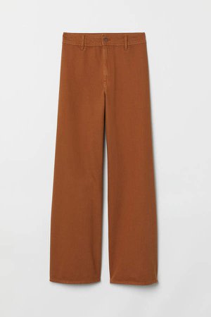 Wide-leg Twill Pants - Orange