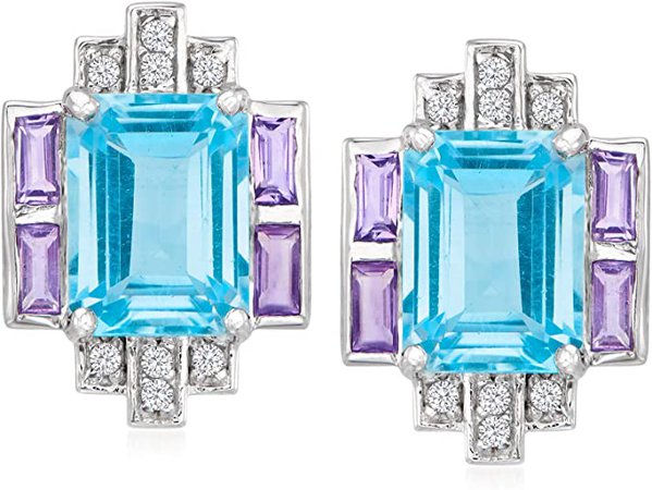 Amazon.com: Ross-Simons 4.00 ct. t.w. Sky Blue Topaz and .40 ct. t.w. Amethyst Earrings With .10 ct. t.w. White Topaz in Sterling Silver: Jewelry
