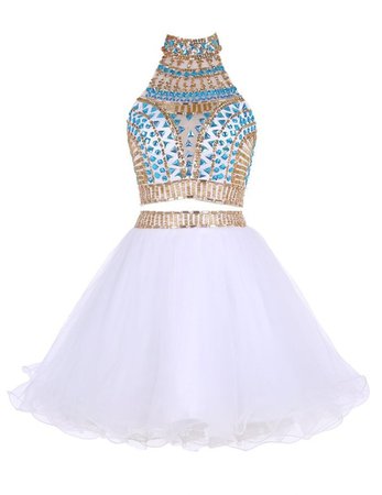 Short Two Pieces Prom Dress Evening Party Dress With Beads,Fashion Homecoming Dress,Sexy Party Dress on Luulla
