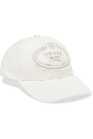 Prada | Embroidered cotton-canvas baseball cap | NET-A-PORTER.COM