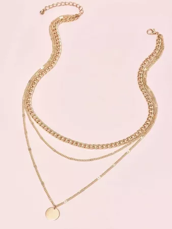 Disc Layered Chain Necklace | ROMWE USA