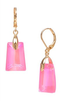 Bright Pink Colored Crystal Drop Earrings: Opaque Earrings
