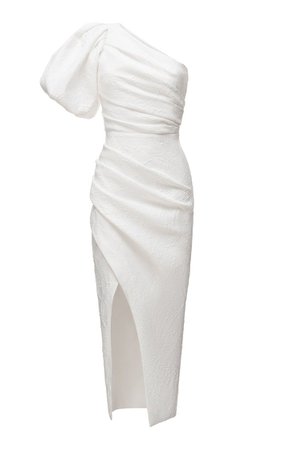 Asymmetric Draped Jacquard Midi Dress By Rasario | Moda Operandi
