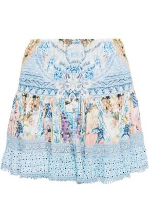 Girl Next Door embellished printed voile mini skirt | CAMILLA | Sale up to 70% off | THE OUTNET