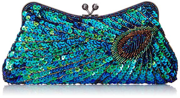 MG Collection Laurel Beaded Sequined Peacock Purse, Green, One Size: Handbags: AmazonSmile