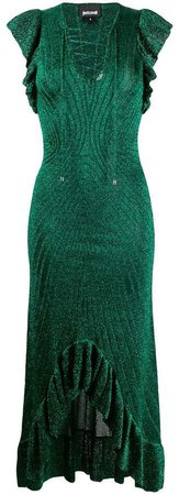 metallic ribbed-knit dress