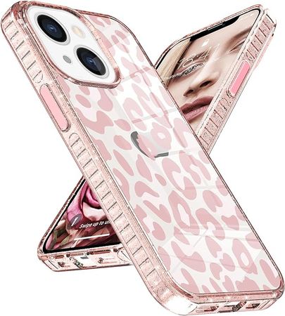 Amazon.com: SAKUULO Compatible with iPhone 13 Clear Case Cute Pink Leopard Print Design Scratch Resistant Shockproof Drop Protection Cover Slim Soft Flexible TPU Bumpers + Hard PC Back Case for iPhone 13 : Cell Phones & Accessories