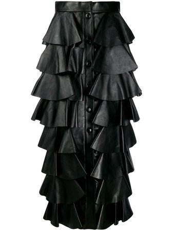 Saint Laurent Long Tiered Ruffle Skirt | Farfetch.com