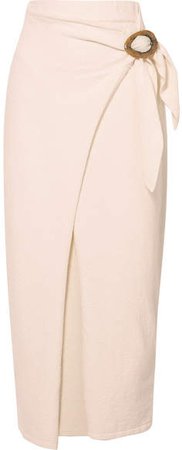 Sasha Belted Cotton-blend Terry Midi Wrap Skirt - Ecru