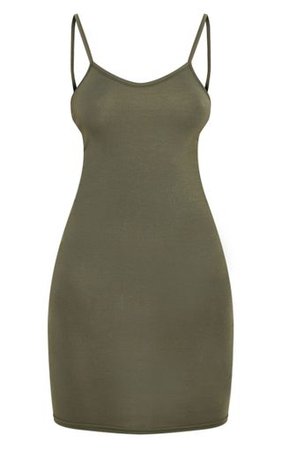 Basic Khaki Strappy Bodycon Dress. Dresses | PrettyLittleThing USA
