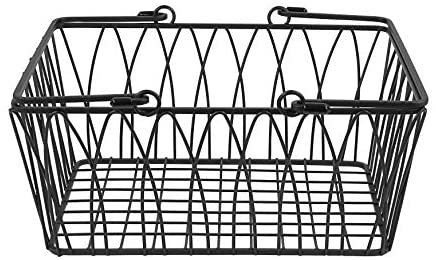 Amazon.com: Spectrum Diversified Twist Storage Handles, Modern Farmhouse Décor Farmer’s Market-Style Wire Basket for Organizing Bathroom, Pantry & Craft Room, Medium, Black