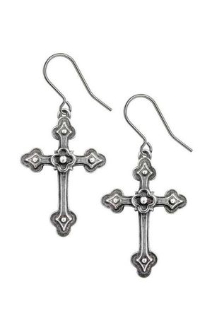 Gothic Devotion Crosses Earrings by Alchemy Gothic -The Gothic Shop - Gothic Jewellery
