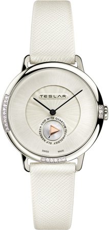 Re-Balance T-1 Diamond Saffiano Leather Strap Watch, 36mm