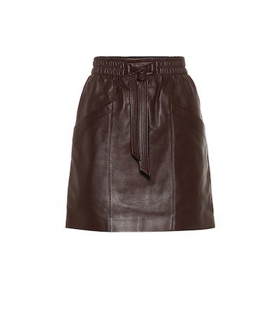Belted leather miniskirt