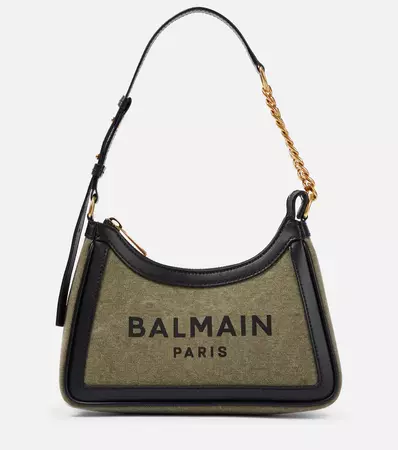 Balmain - Small logo canvas shoulder bag | Mytheresa