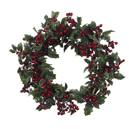 Nearly Natural 24in Holly Berry Indoor Christmas Wreath