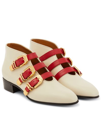 Gucci - Buckled leather ankle boots | Mytheresa