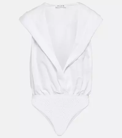 Hooded Cotton Bodysuit in White - Alaia | Mytheresa