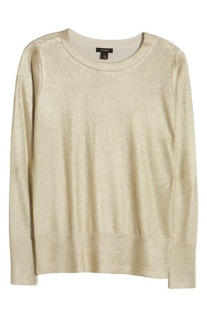 Halogen® Foil Crewneck Cotton Blend Sweater | Nordstrom