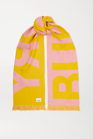 Pink Fringed two-tone intarsia wool scarf | Burberry | NET-A-PORTER
