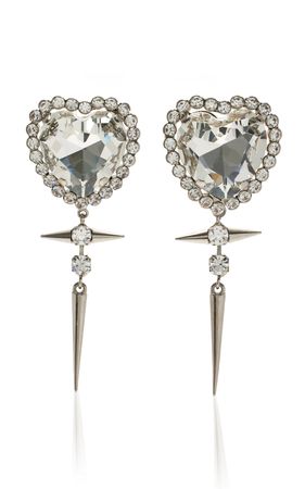 Studded Crystal-Embellished Silver-Tone Earrings By Alessandra Rich | Moda Operandi